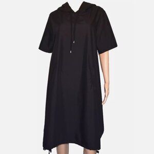 EverSassy Black Hooded Short Sleeve Back Button Closure Dress Size L